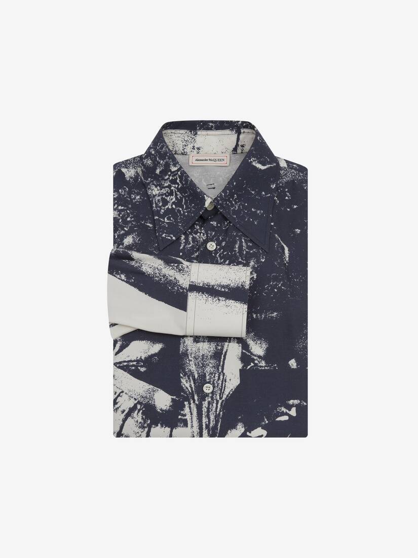 Camisas Alexander McQueen Trompe-L'œil Printed Hombre - Blancos/Azul Marino - Mexico 671-BATPVM